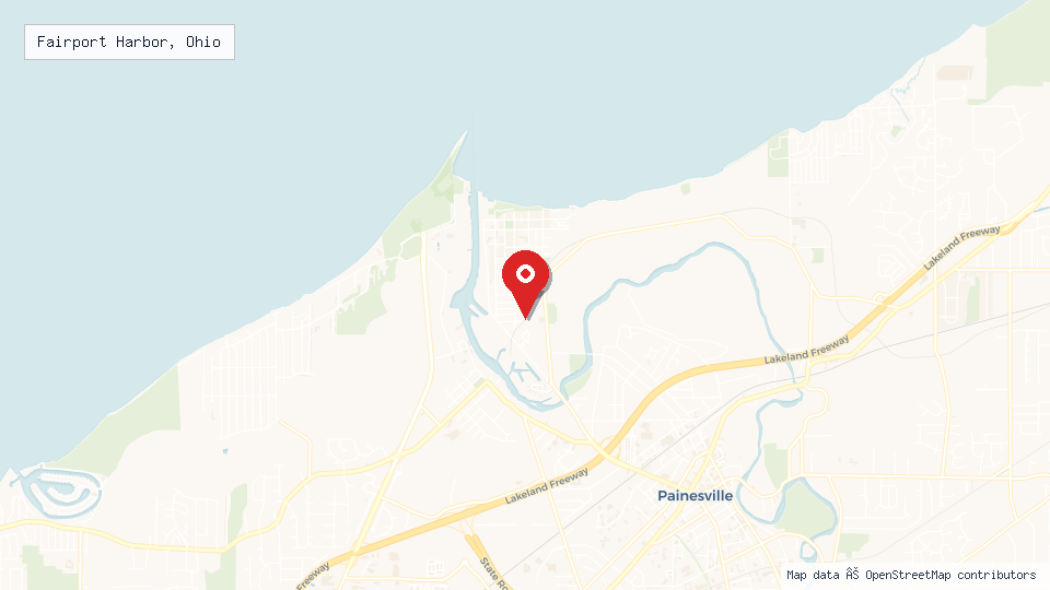 Street map of Fairport Harbor, Ohio with location pin