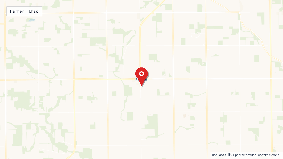 Street map of Farmer, Ohio with location pin