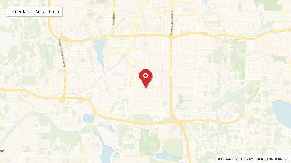 Street map of Firestone Park, Ohio with location pin