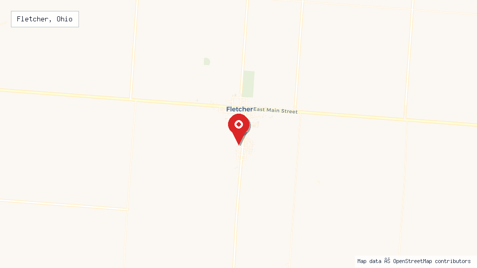 Street map of Fletcher, Ohio with location pin