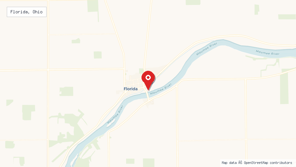 Street map of Florida, Ohio with location pin