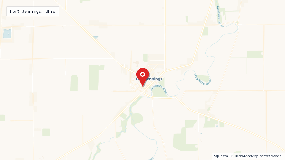 Street map of Fort Jennings, Ohio with location pin