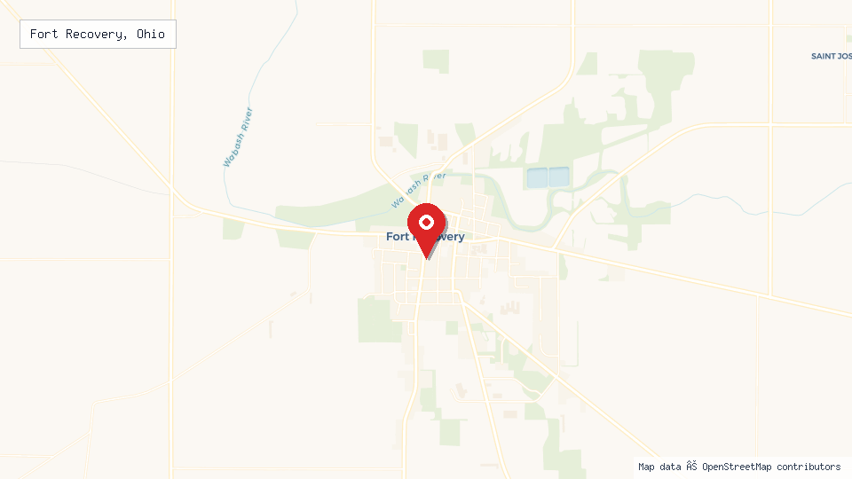 Street map of Fort Recovery, Ohio with location pin