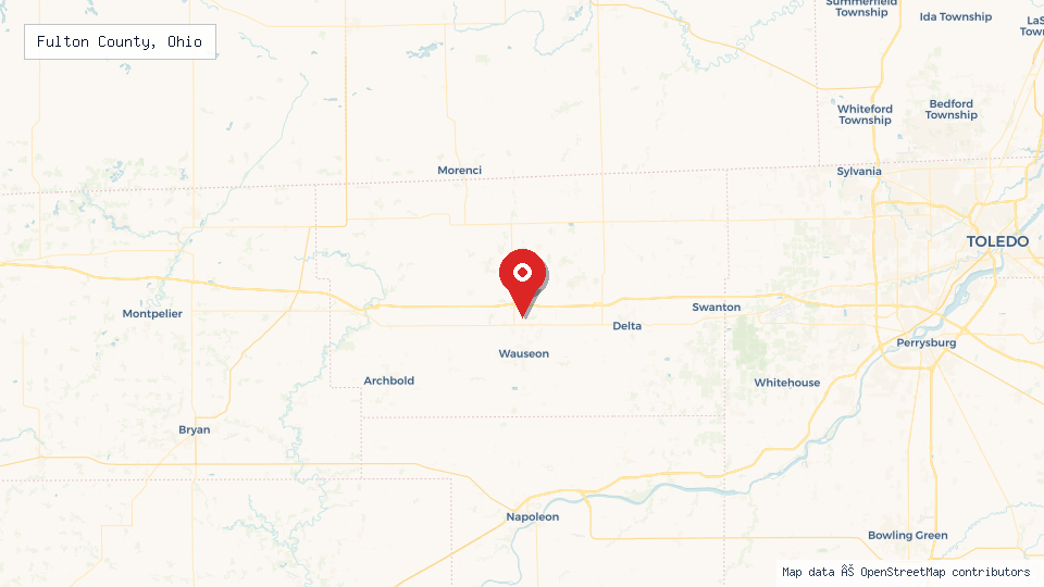 Street map of Fulton County, Ohio with location pin