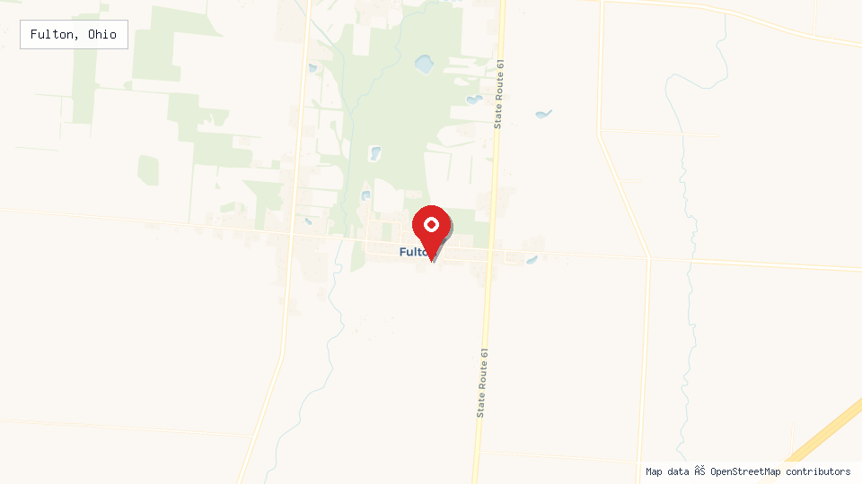 Street map of Fulton, Ohio with location pin