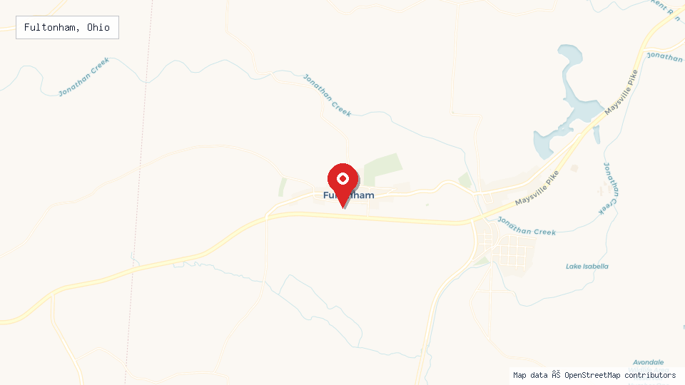 Street map of Fultonham, Ohio with location pin