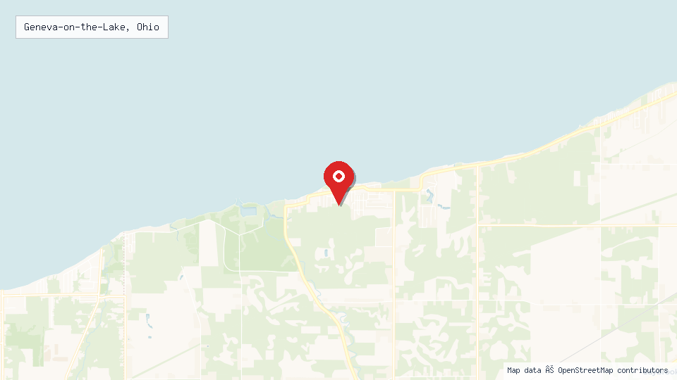 Street map of Geneva-on-the-Lake, Ohio with location pin