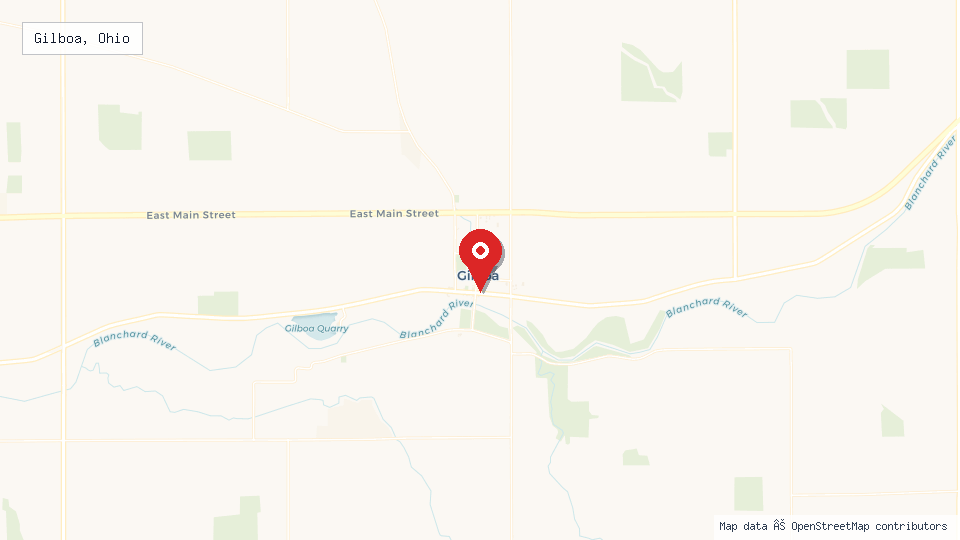 Street map of Gilboa, Ohio with location pin