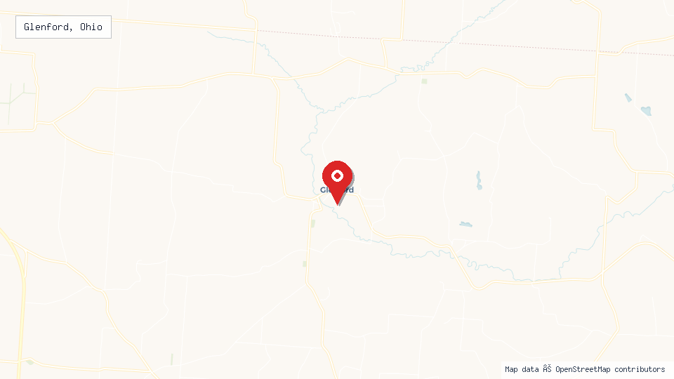 Street map of Glenford, Ohio with location pin
