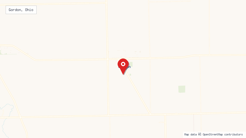 Street map of Gordon, Ohio with location pin