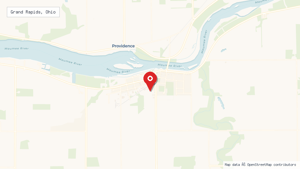 Street map of Grand Rapids, Ohio with location pin
