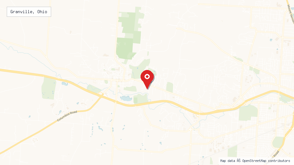 Street map of Granville, Ohio with location pin