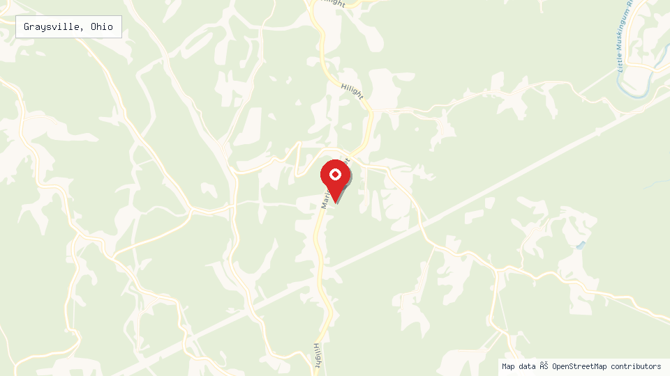 Street map of Graysville, Ohio with location pin