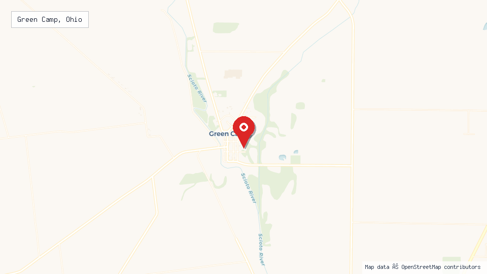 Street map of Green Camp, Ohio with location pin