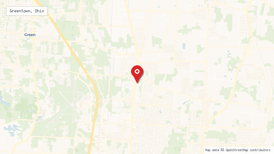 Street map of Greentown, Ohio with location pin