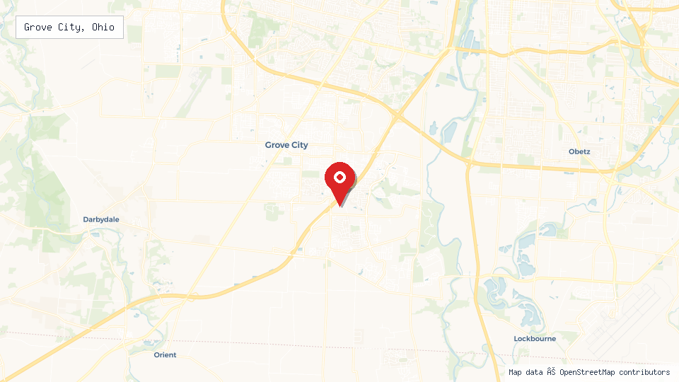 Street map of Grove City, Ohio with location pin