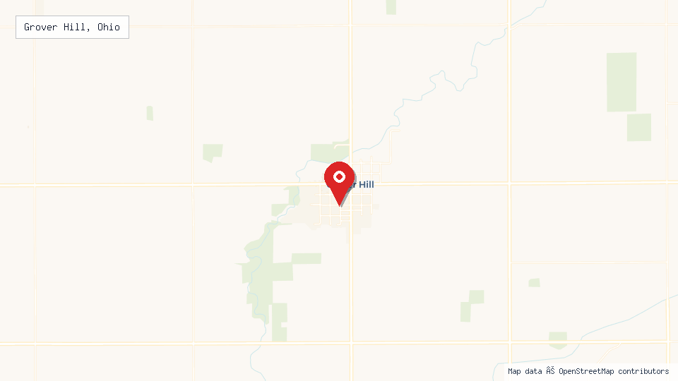 Street map of Grover Hill, Ohio with location pin