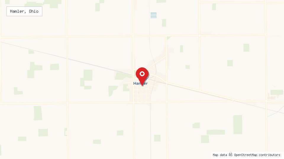 Street map of Hamler, Ohio with location pin