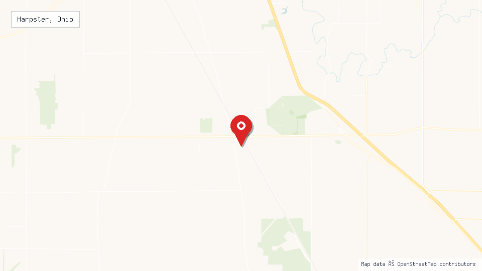 Street map of Harpster, Ohio with location pin