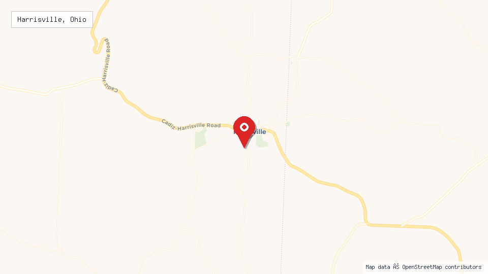 Street map of Harrisville, Ohio with location pin