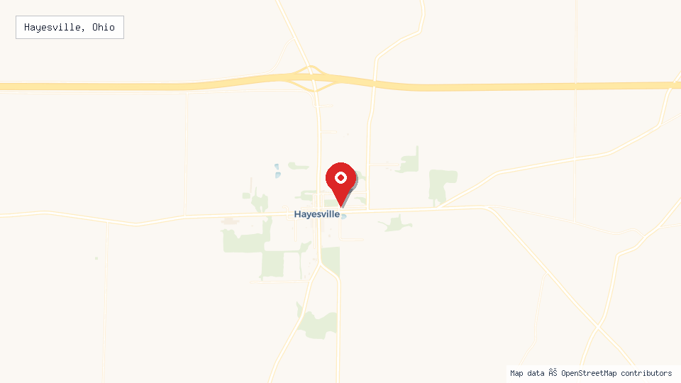 Street map of Hayesville, Ohio with location pin
