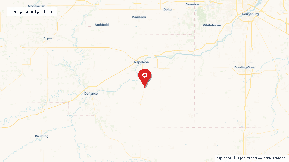 Street map of Henry County, Ohio with location pin