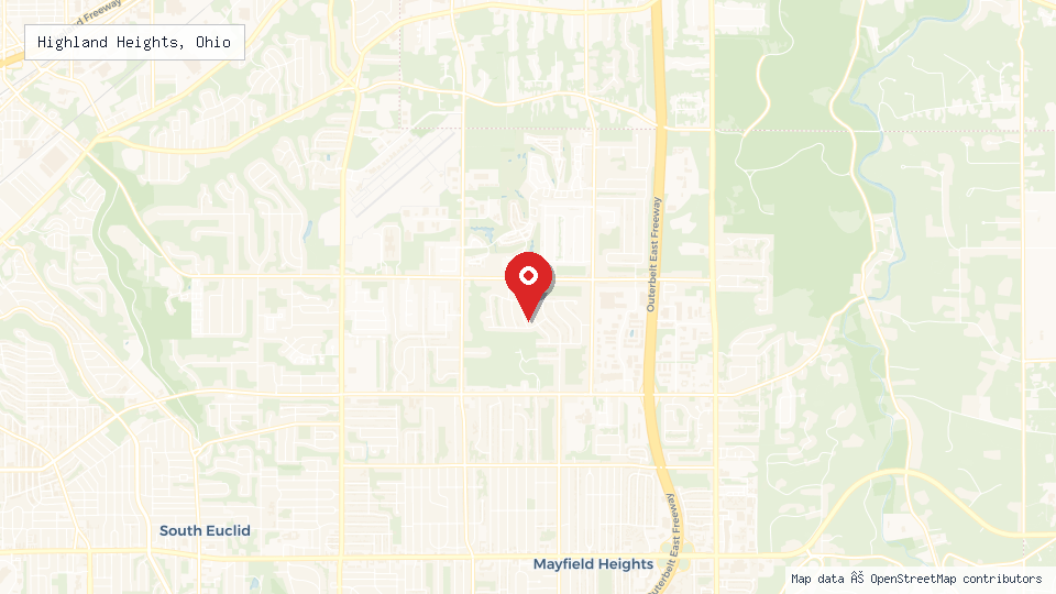 Street map of Highland Heights, Ohio with location pin