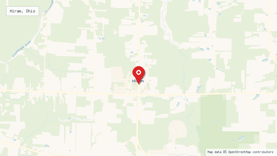 Street map of Hiram, Ohio with location pin