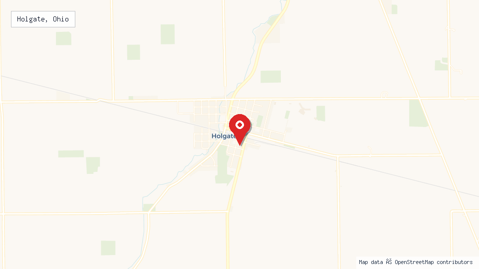 Street map of Holgate, Ohio with location pin