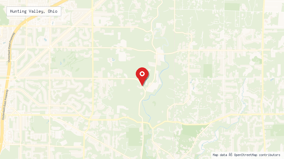 Street map of Hunting Valley, Ohio with location pin