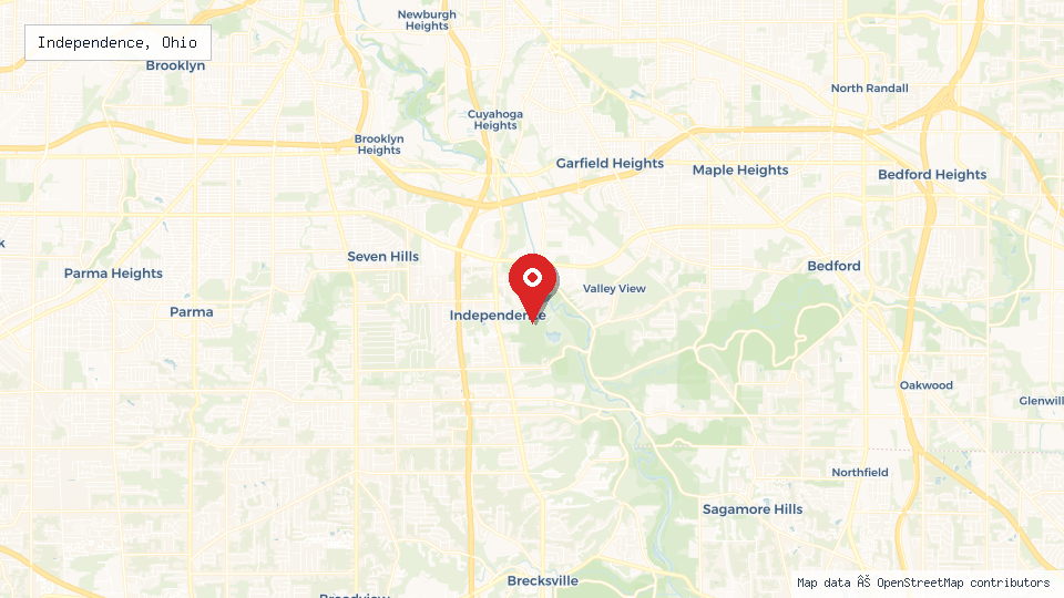 Street map of Independence, Ohio with location pin