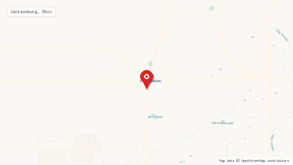Street map of Jacksonburg, Ohio with location pin