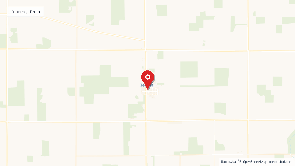 Street map of Jenera, Ohio with location pin