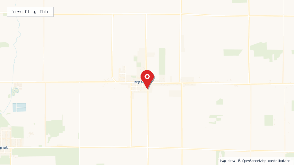 Street map of Jerry City, Ohio with location pin