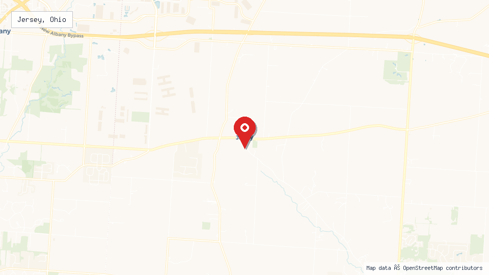 Street map of Jersey, Ohio with location pin
