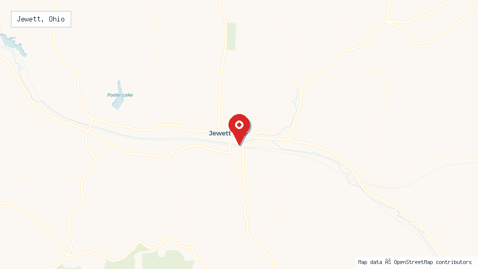 Street map of Jewett, Ohio with location pin