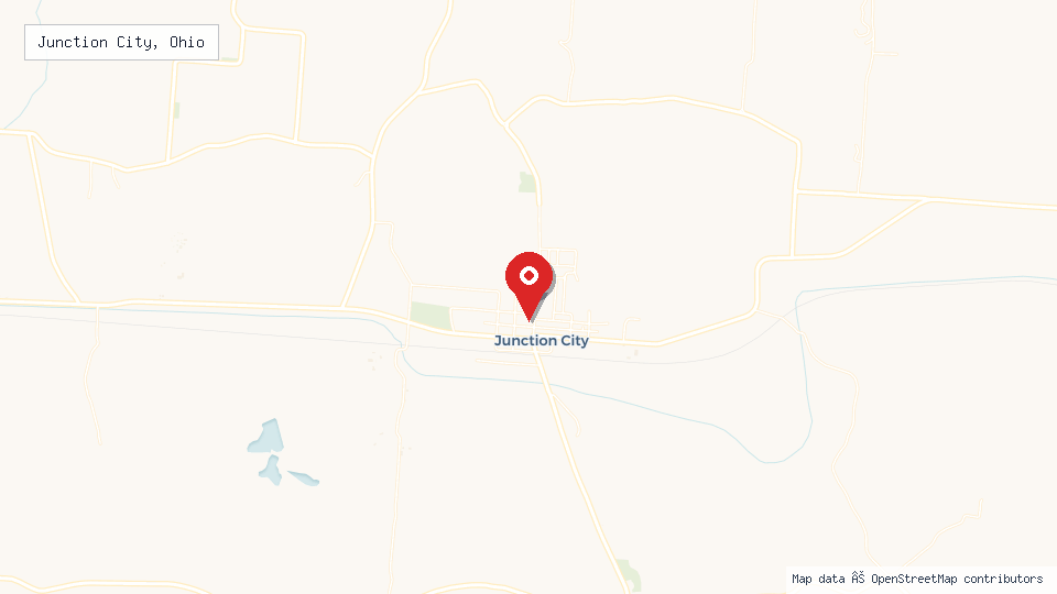 Street map of Junction City, Ohio with location pin