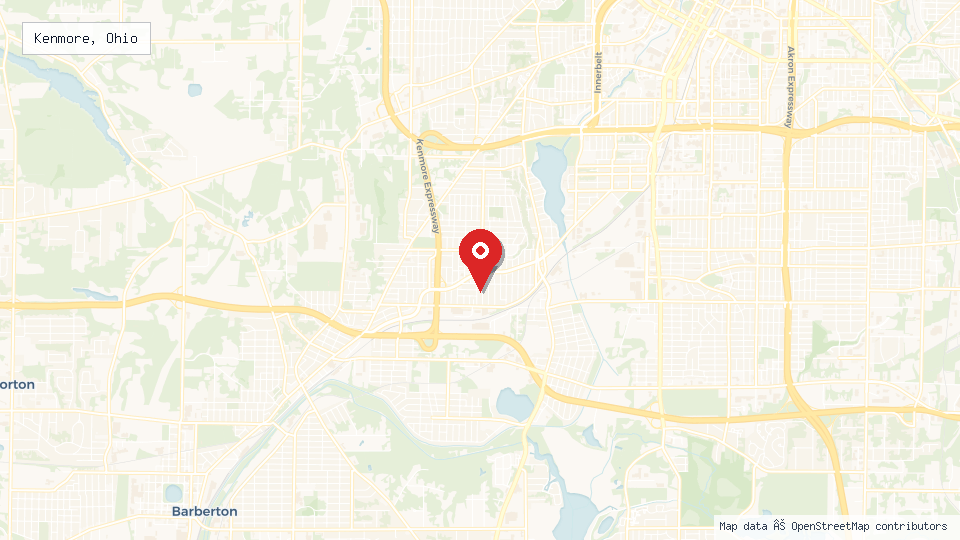 Street map of Kenmore, Ohio with location pin