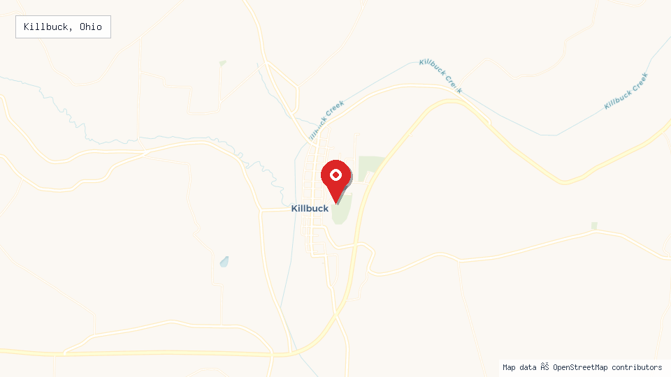 Street map of Killbuck, Ohio with location pin