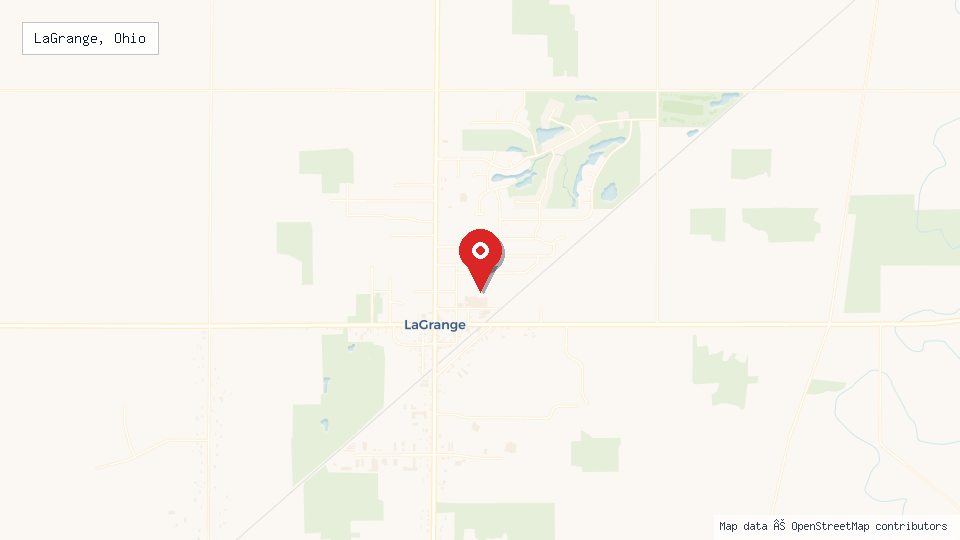 Street map of LaGrange, Ohio with location pin