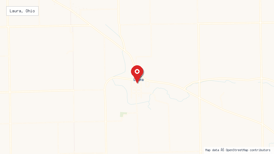 Street map of Laura, Ohio with location pin