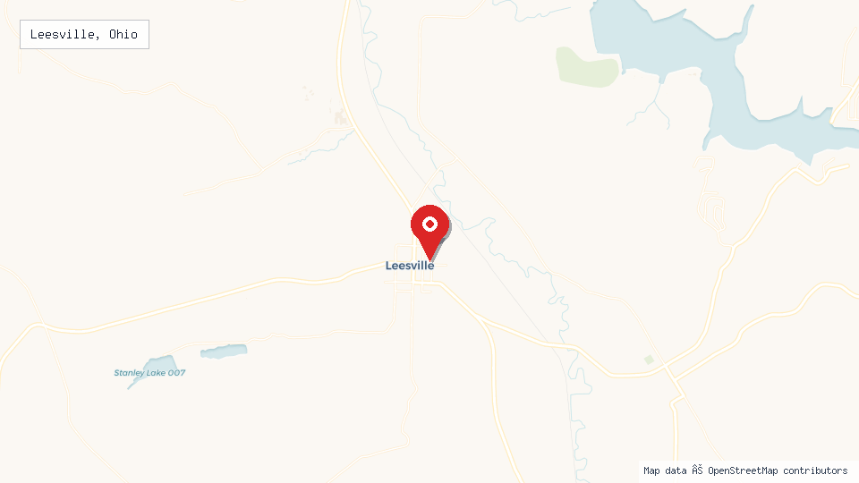 Street map of Leesville, Ohio with location pin
