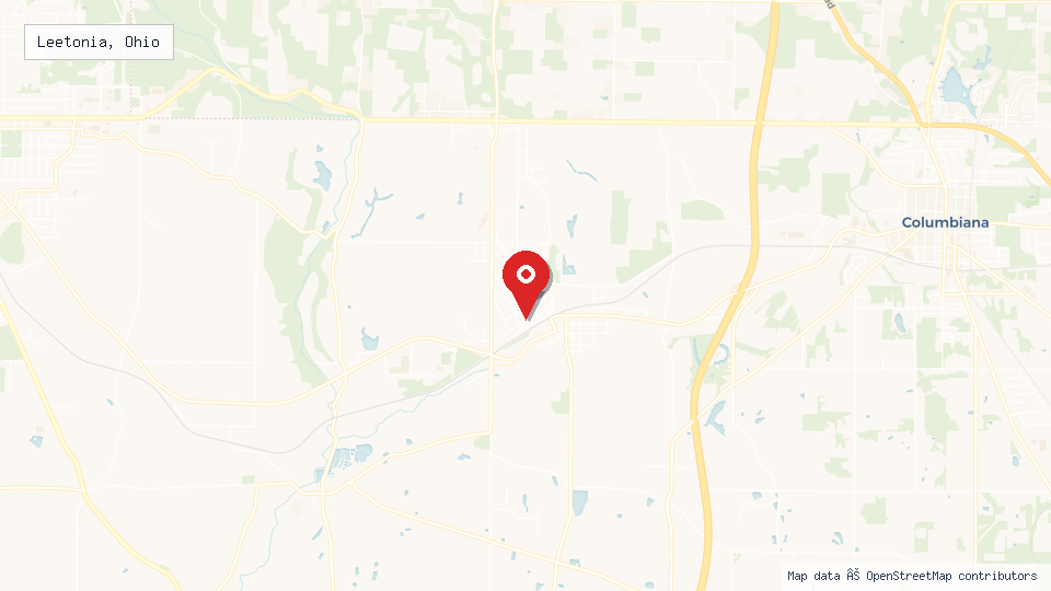 Street map of Leetonia, Ohio with location pin
