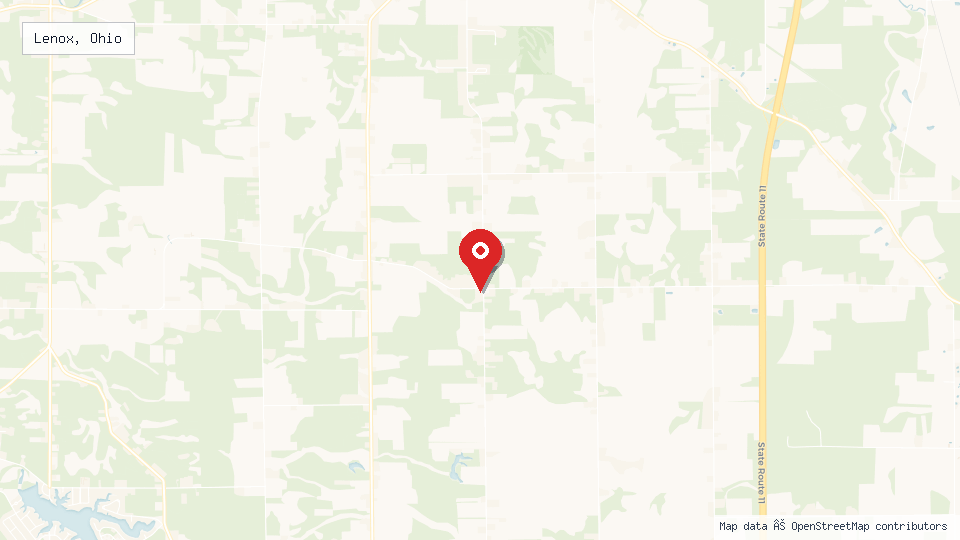 Street map of Lenox, Ohio with location pin