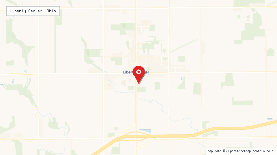 Street map of Liberty Center, Ohio with location pin