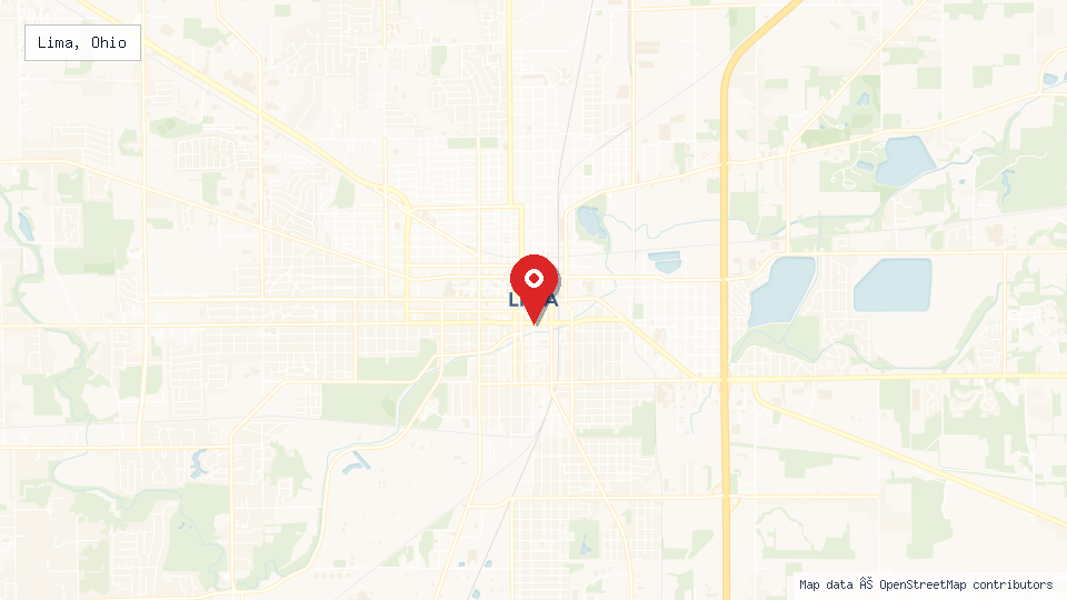 Street map of Lima, Ohio with location pin