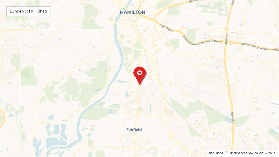 Street map of Lindenwald, Ohio with location pin