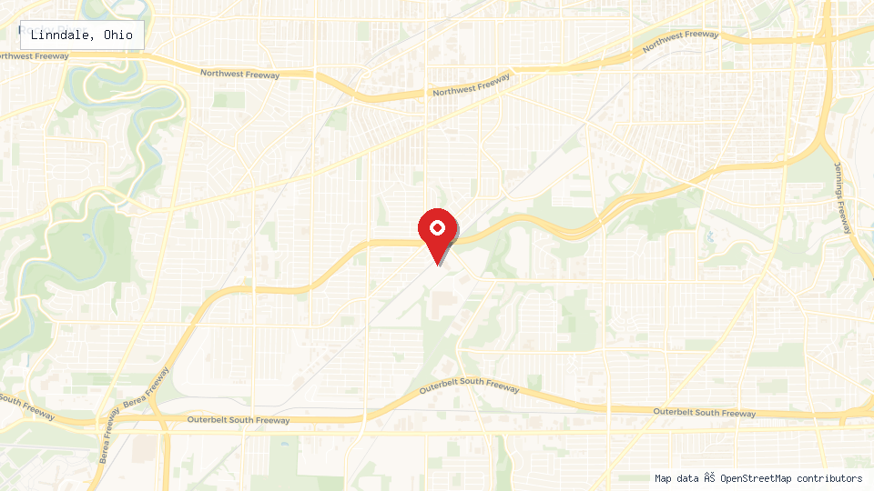 Street map of Linndale, Ohio with location pin
