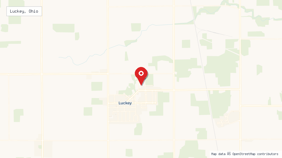 Street map of Luckey, Ohio with location pin