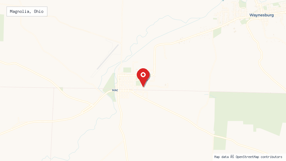 Street map of Magnolia, Ohio with location pin